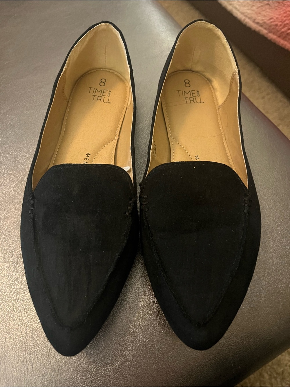 Time and Tru Black Pointed-Toe Loafers